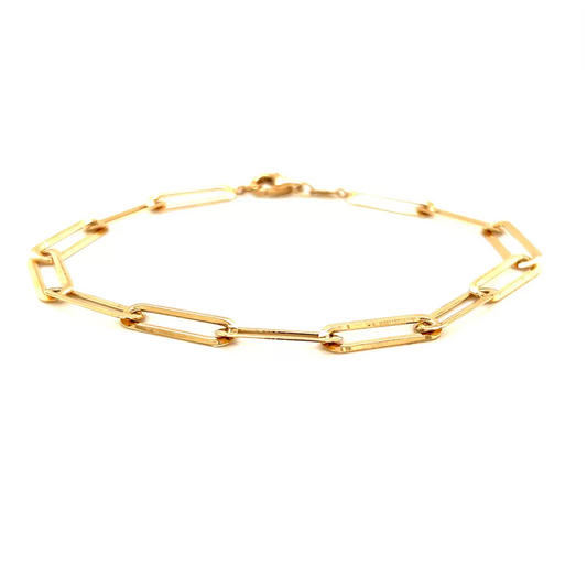 14k Yellow Gold Paperclip Bracelet by Cenzi Vittorio