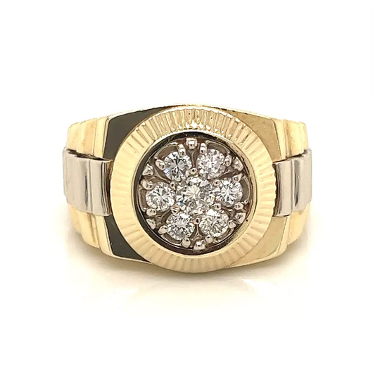 Men's Two-Tone Diamond Wedding Band in 14k Gold