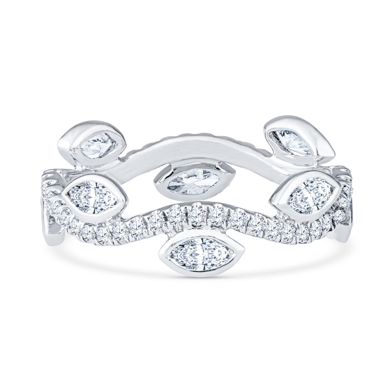 18K White Gold Freeform Vintage Style Diamond Eternity Band