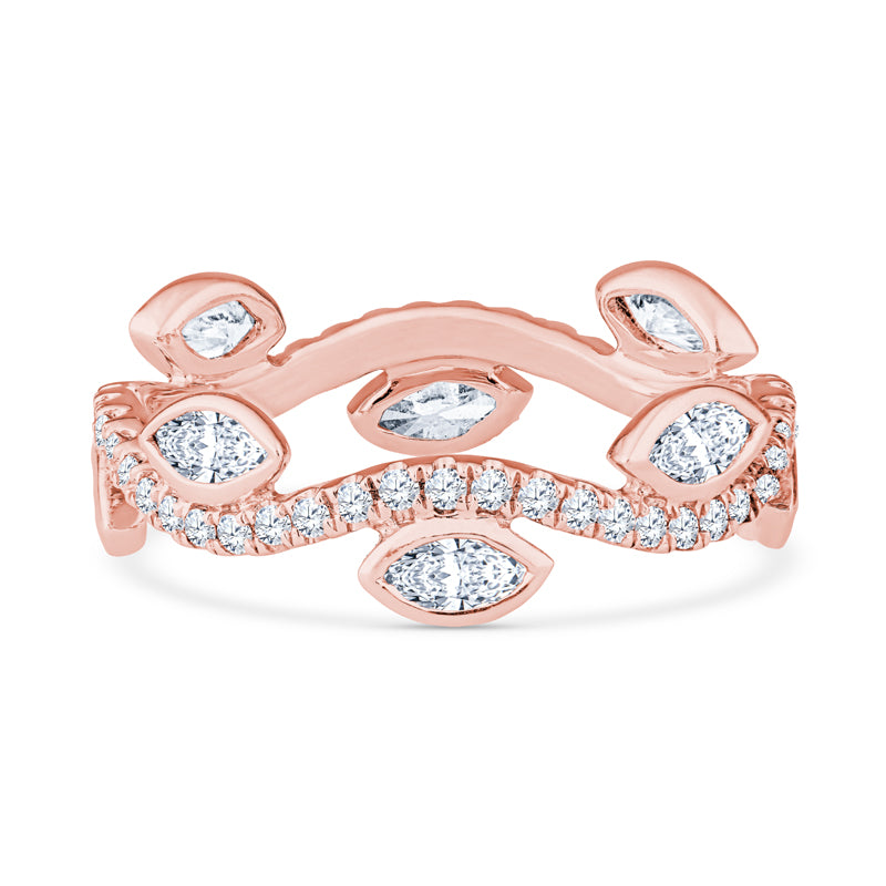 18K Rose Gold Freeform Vintage Style Diamond Eternity Band