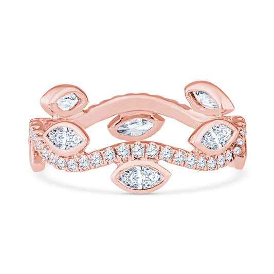 18K Rose Gold Freeform Vintage Style Diamond Eternity Band