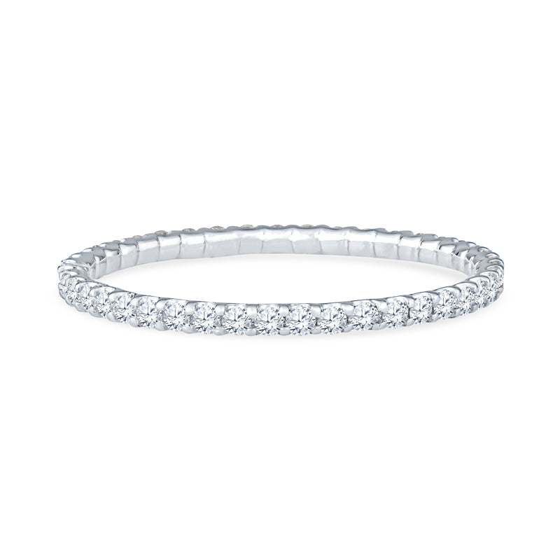 14K White Gold Scallop Setting Diamond Eternity Band