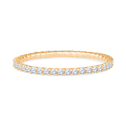 14K Yellow Gold Scallop Setting Diamond Stackable Eternity Band