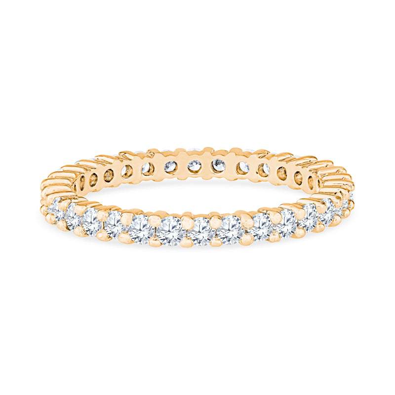14K Yellow Gold Round Shape Diamond Stackable Eternity Band