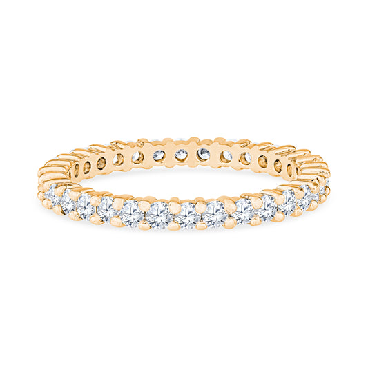 14K Yellow Gold Round Shape Diamond Stackable Eternity Band