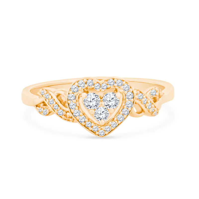 Unveiled Treasure: Modern Design Reimagines the Timeless Heart 10K Yellow Gold Ring
