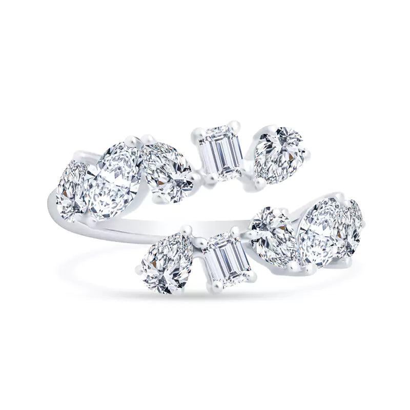 Unleash Your Inner Radiance: Embrace the Magic of Emerald & Pear Diamonds 18K White Gold Ring