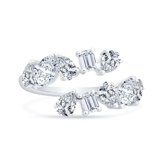 Unleash Your Inner Radiance: Embrace the Magic of Emerald & Pear Diamonds 18K White Gold Ring