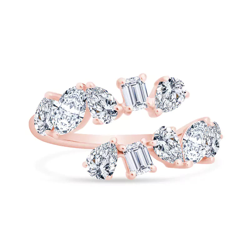 Unleash Your Inner Radiance: Embrace the Magic of Emerald & Pear Diamonds 18K Rose Gold Ring