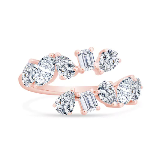 Unleash Your Inner Radiance: Embrace the Magic of Emerald & Pear Diamonds 18K Rose Gold Ring