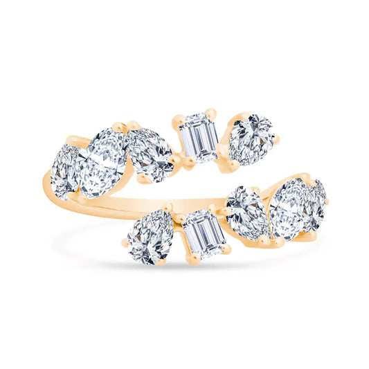 Unleash Your Inner Radiance: Embrace the Magic of Emerald & Pear Diamonds 18K Yellow Gold Ring