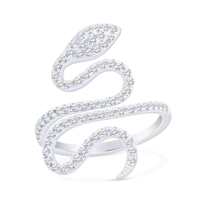 Serpent's Embrace: 18K White Gold Ring Captures the Allure of the Snake