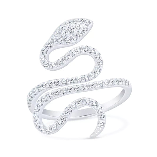 Serpent's Embrace: 18K White Gold Ring Captures the Allure of the Snake