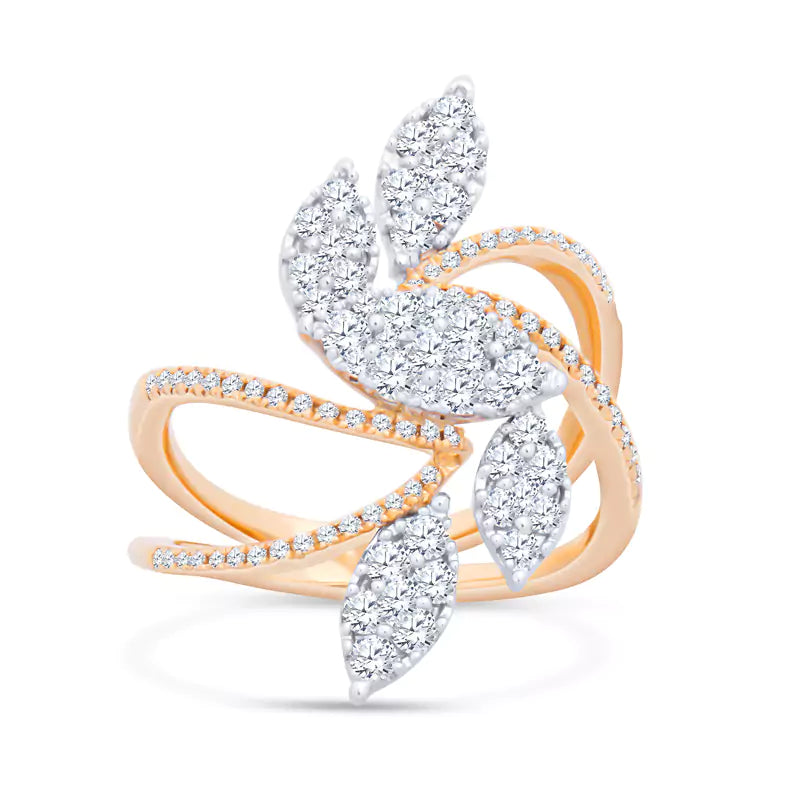 Dazzling Flora: 1.04 CT Diamonds Elevate This Unique Leaf-Shaped Yellow Gold Ring