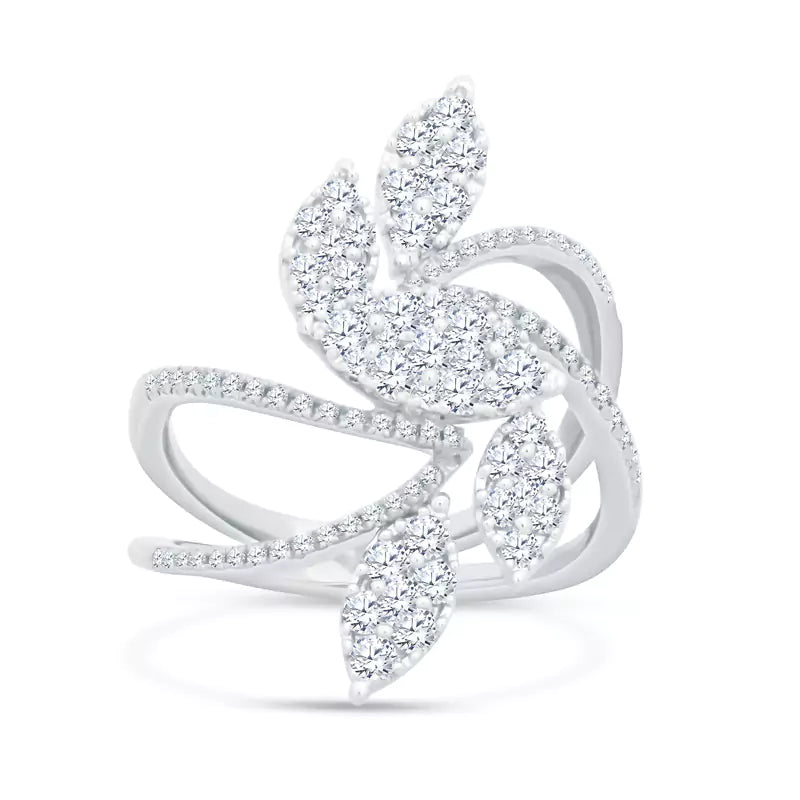 Dazzling Flora: 1.04 CT Diamonds Elevate This Unique Leaf-Shaped White Gold Ring