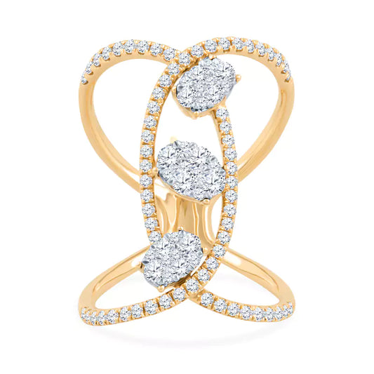 Intertwined Brilliance: 1.11 CTW Ovals Dance in This Crossover Cluster Ring
