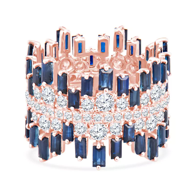 Sapphire & Diamond Symphony: 6.92 CTW of Gems Create a Mesmerizing Rose Gold Eternity Ring