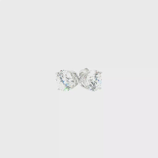 3.0ctw Lab-Grown Round Diamond Stud Earrings in 14kt White Gold (IGI Certified)