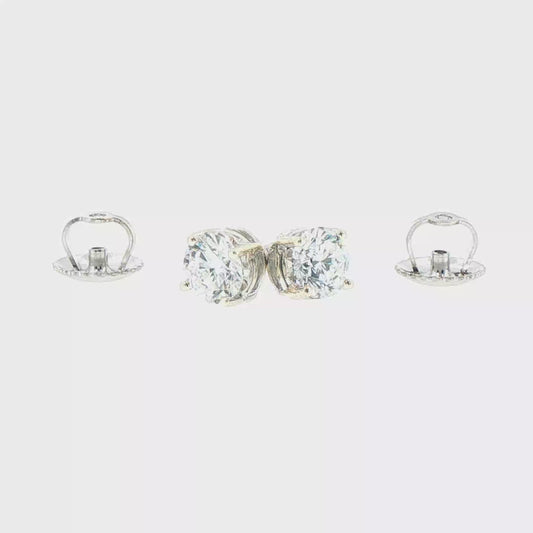 14kt White Gold 1.50ctw(E/F-VVS2) Lab-Grown Round Diamond Stud Earrings with Screw Backs
