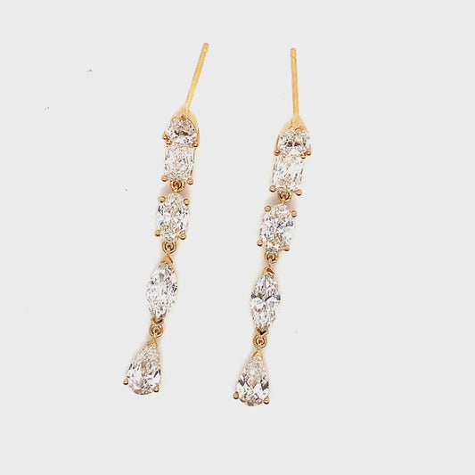 Gold Diamond Drop Earrings | 18K Elegant Design