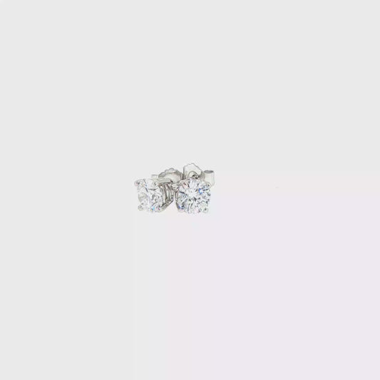 1.0ctw Round Lab-Grown Diamond Stud Earrings in 14kt White Gold (IGI Certified)