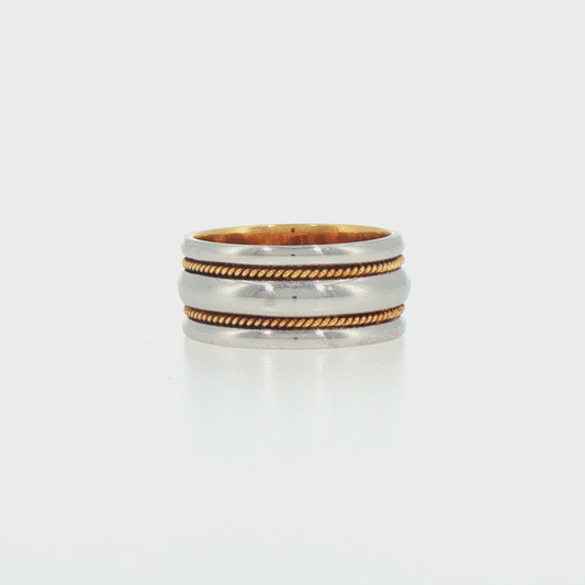 Two-Tone Platinum Band with 18kt Gold Rope Accents