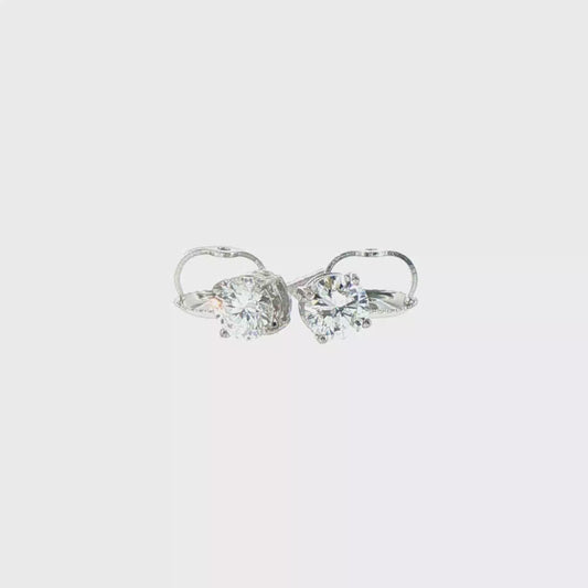 0.50ct Lab Grown Round Diamond Solitaire Stud Earrings in 14kt White Gold with Screw-On Backs