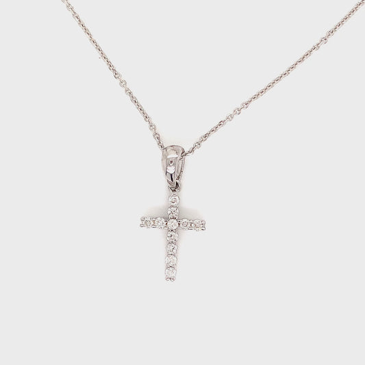 White Gold Natural Diamond Cross | 14K Elegant Fine Jewelry
