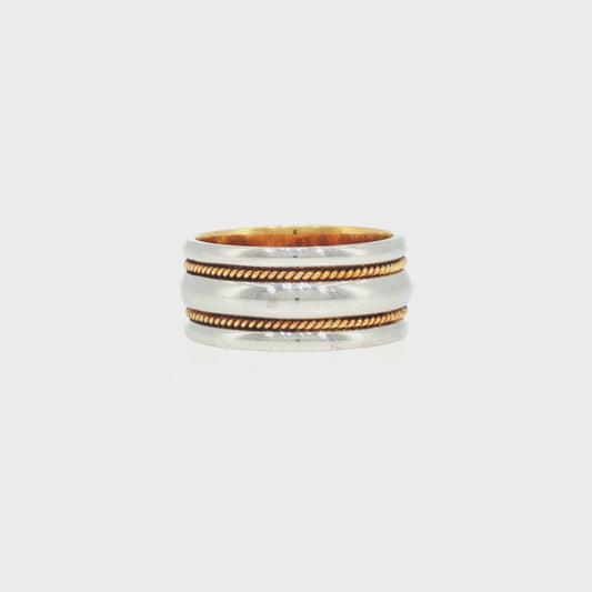 Two-Tone Platinum Band with 18kt Gold Rope Accents