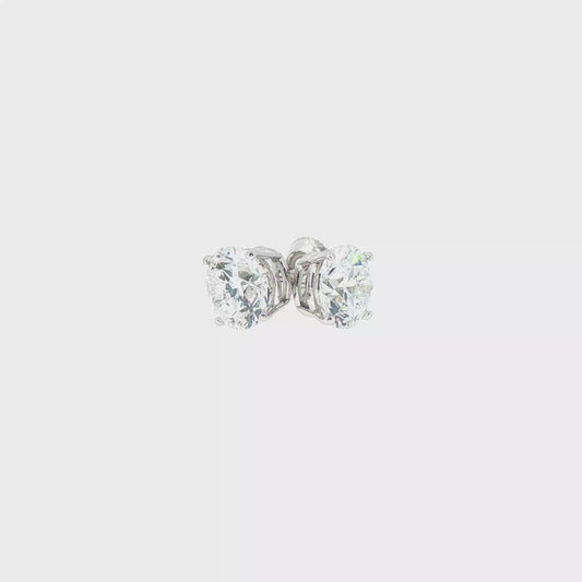 4.14ctw Lab-Grown Round Cut Diamond Stud Earrings in 14kt White Gold (IGI Certified)