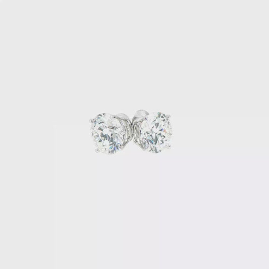 5.04ctw Lab Grown Round Cut Diamond Solitaire Stud Earrings in 14kt White Gold (IGI Certified)