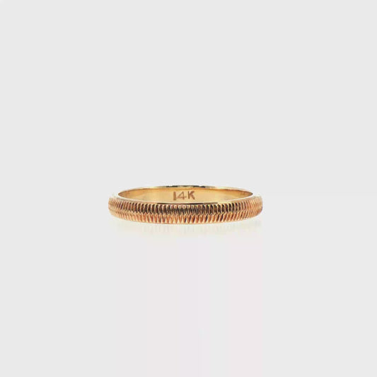14K Yellow Gold Ribbed Textured Band