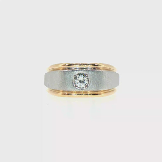 14kt Two-Tone Yellow Gold Diamond Solitaire Band