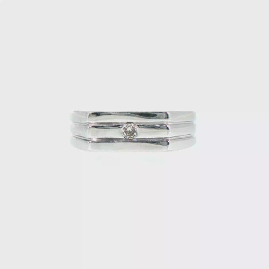 Grooved 14kt White Gold Diamond Band