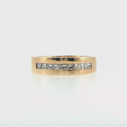 14kt Yellow Gold Channel Set Princess Diamond Wedding Ring