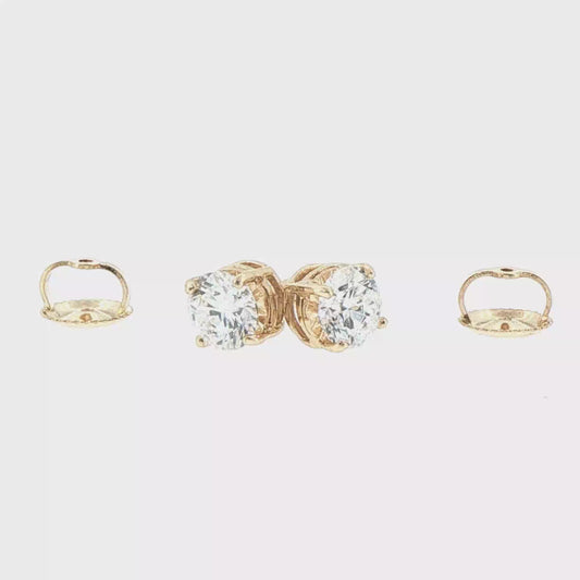 14kt Yellow Gold 1.0ctw(E/F-VVS2) Lab-Grown Round Diamond Stud Earrings with Screw Backs
