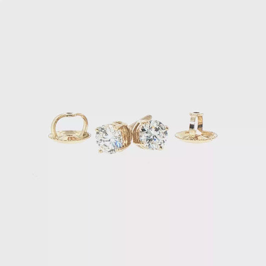 0.50ct Round Lab Grown Diamond Stud Earrings in 14kt Yellow Gold Screw-On Backs