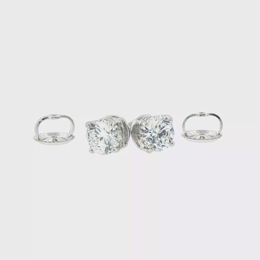 14kt White Gold 1.0ctw(E/F-VVS2) Lab-Grown Round Diamond Stud Earrings with Screw Backs