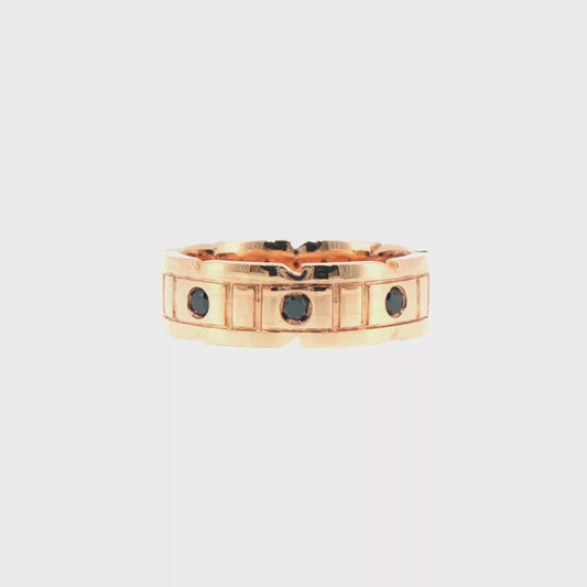 18kt Rose Gold Geometric Comfort Fit Band with Fancy Black Diamonds