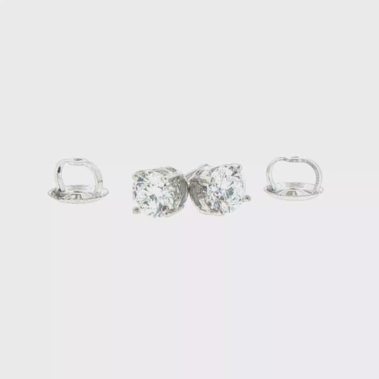 14kt White Gold Round 0.75ct Lab-Grown Diamond Solitaire Stud Earrings with Screw-On Backs
