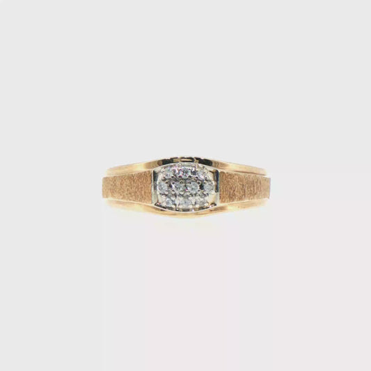 10kt Yellow Gold Diamond Multi-Stone Ring with Textured Band
