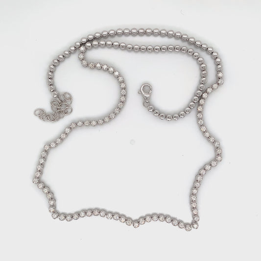 14K White Gold Tennis Necklace | Sparkling Diamond Luxury