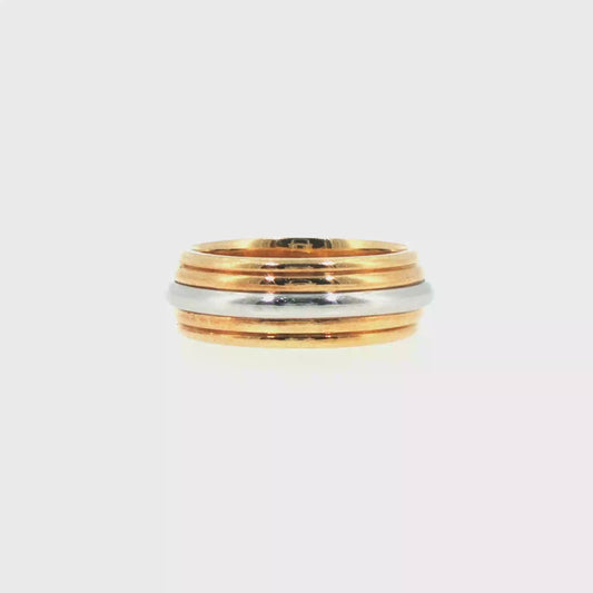Two-Tone 18kt Yellow Gold & Platinum Grooved Band