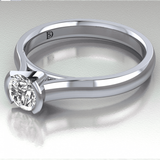Solitaire Engagement Ring - Semi Bezel