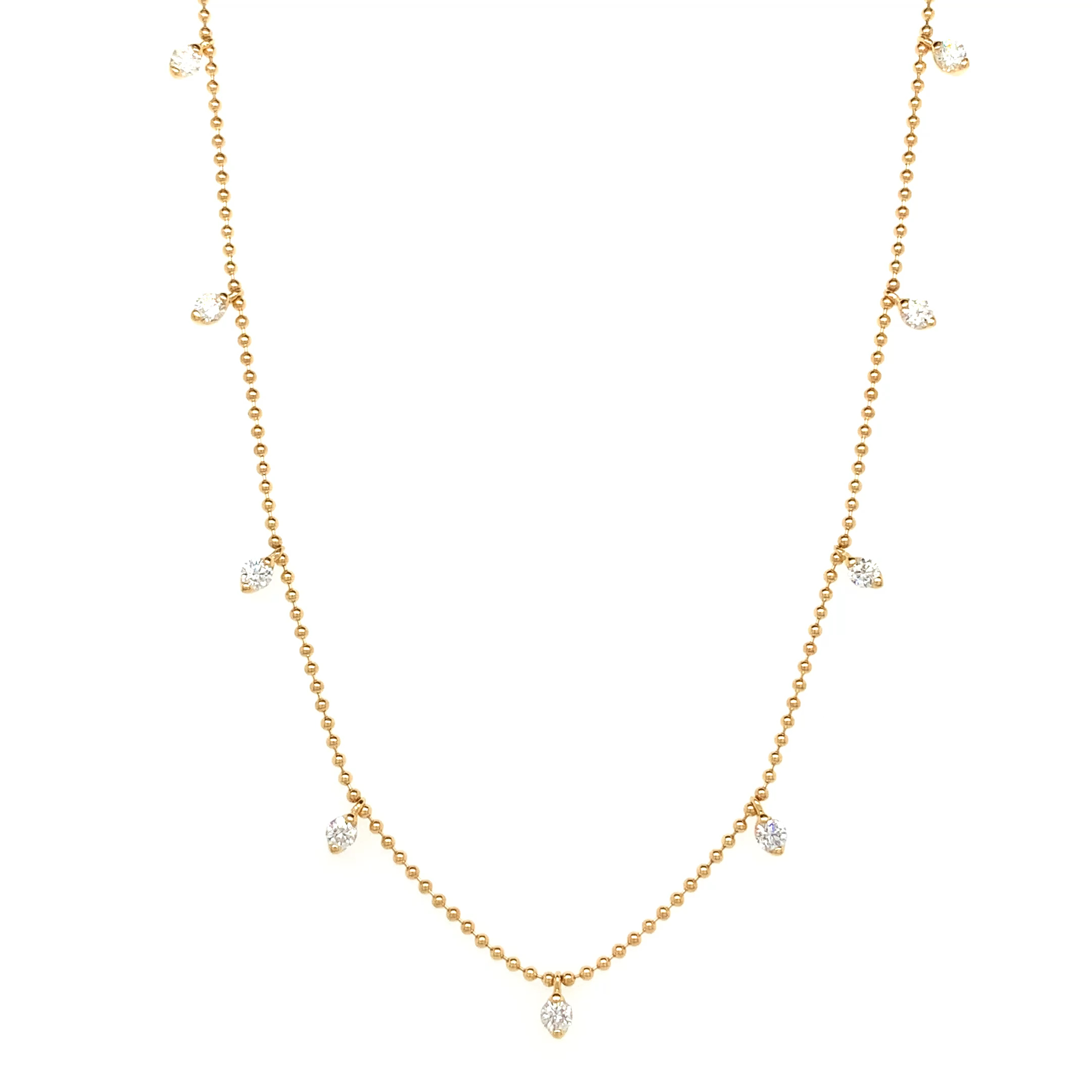 yellow gold bead chain with diamonds