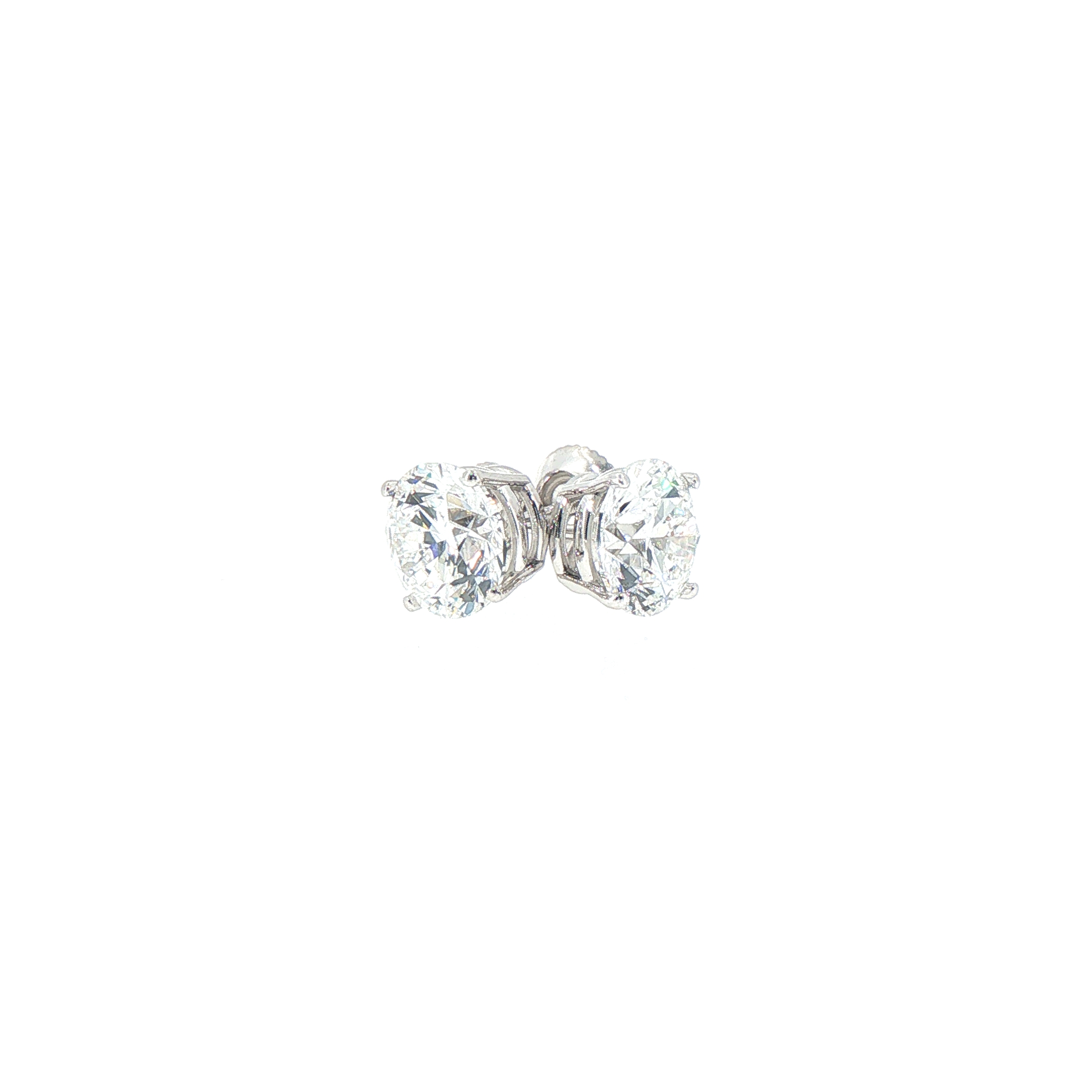 4.14ctw Lab-Grown Round Cut Diamond Stud Earrings in 14kt White Gold (IGI Certified)