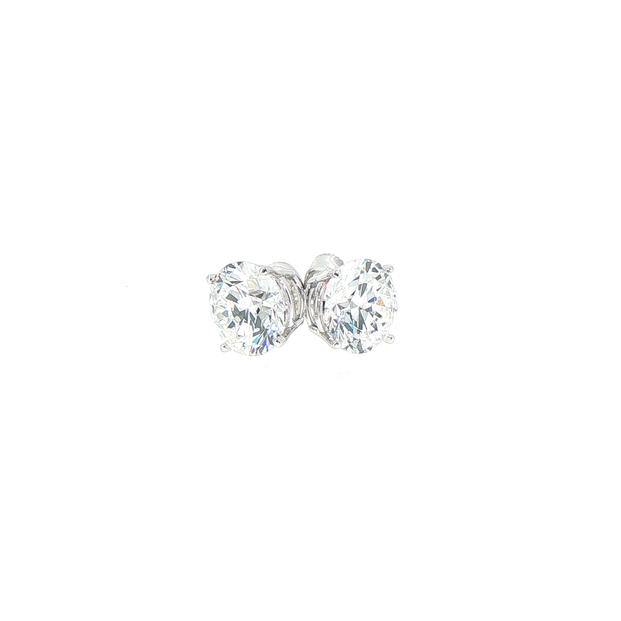 5.04ctw Lab Grown Round Cut Diamond Solitaire Stud Earrings in 14kt White Gold (IGI Certified)