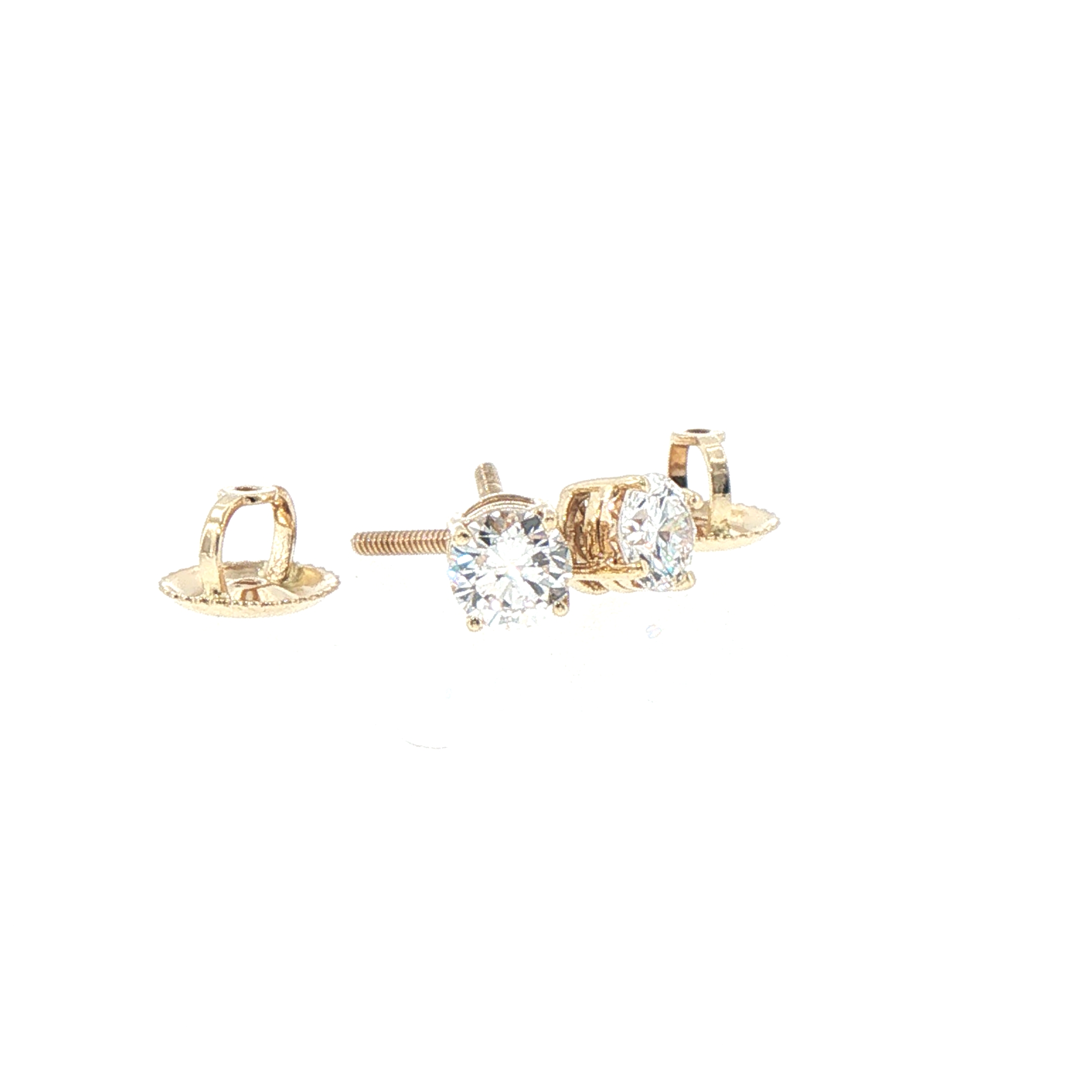 0.50ct Round Lab Grown Diamond Stud Earrings in 14kt Yellow Gold Screw-On Backs